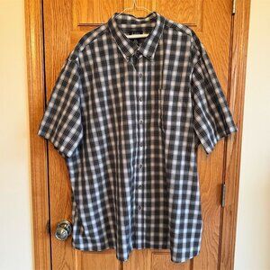 Harbor Bay Men's 3XL Black Plaid Short Sleeve Button-Up Shirt Casual